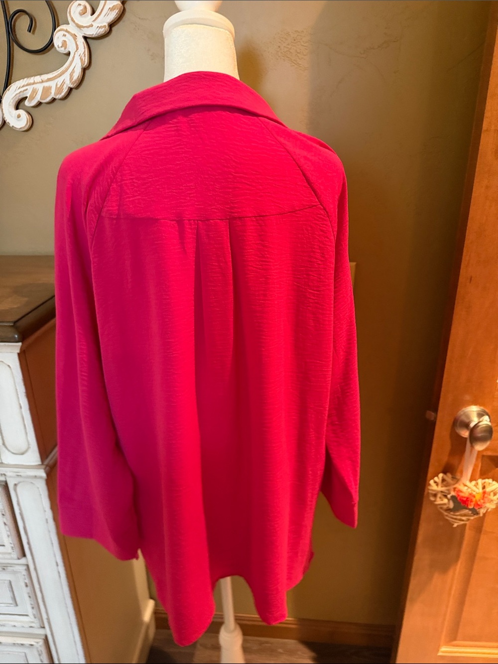 Umgee Fuchsia Button-Front Collared Blouse - Picture 3 of 3